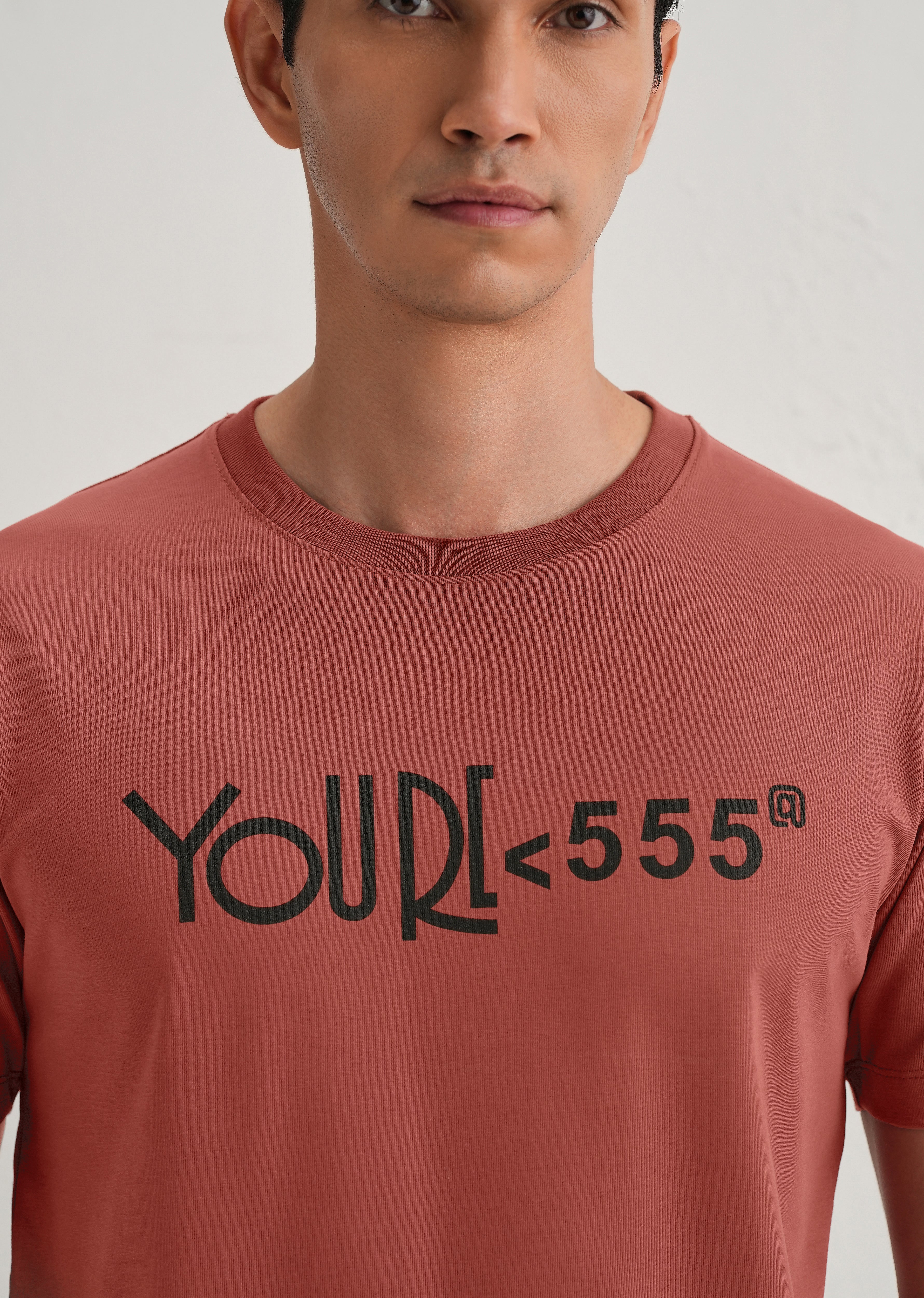 Brick Red Artistic Silhouette Back Print T- Shirt