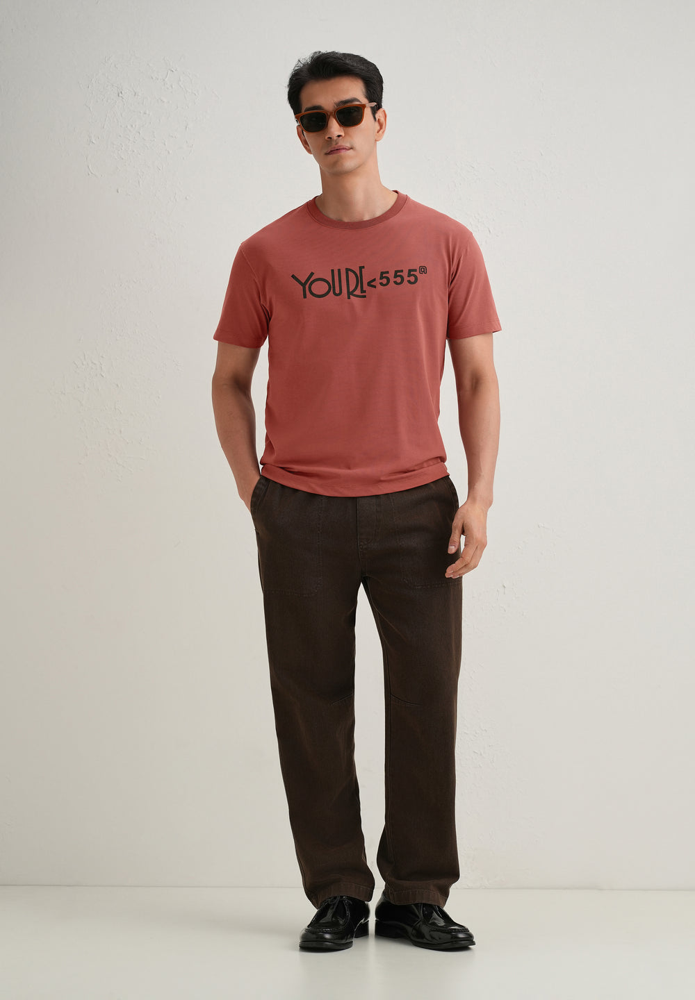 Brick Red Artistic Silhouette Back Print T- Shirt