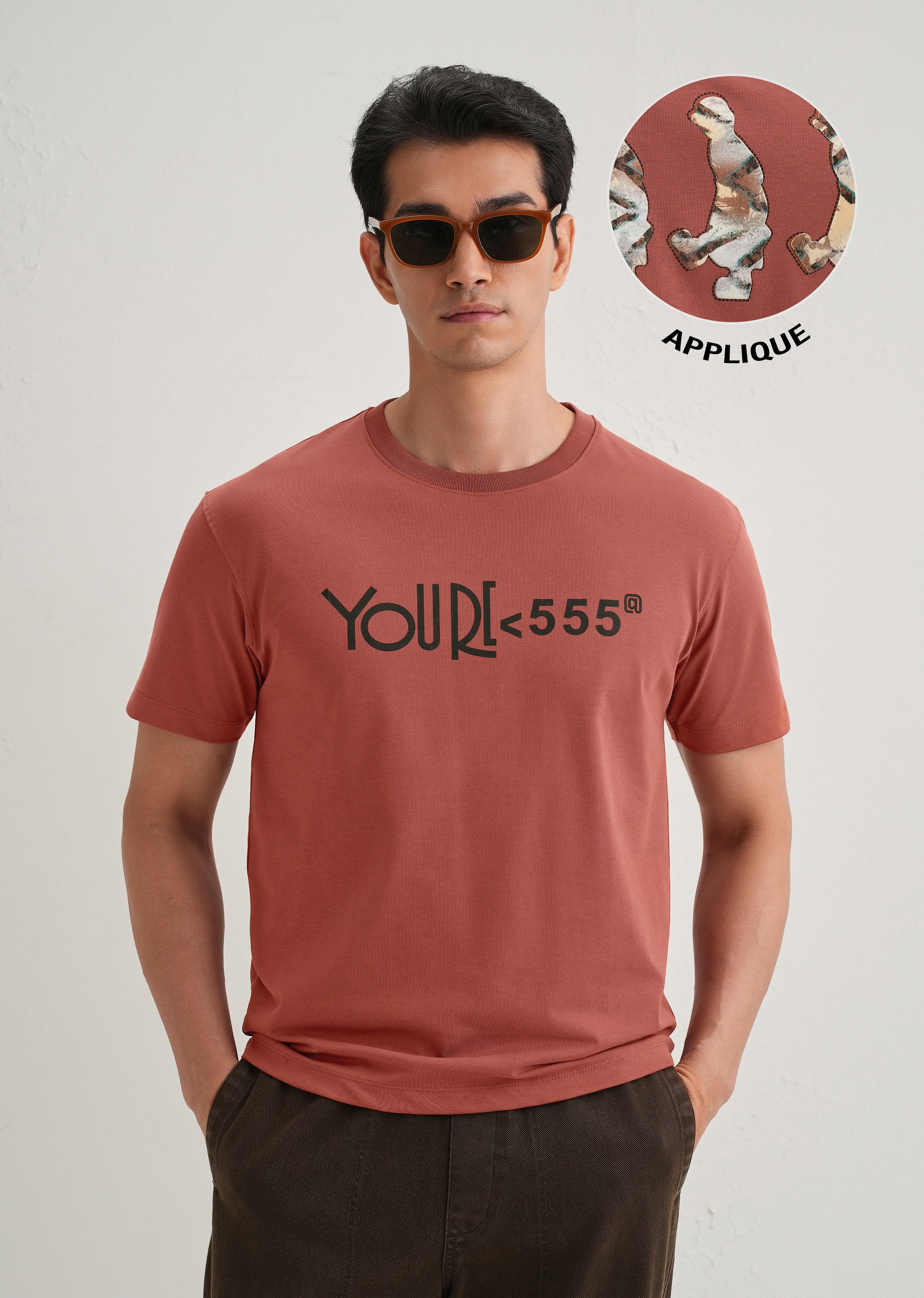 Brick Red Artistic Silhouette Back Print T- Shirt