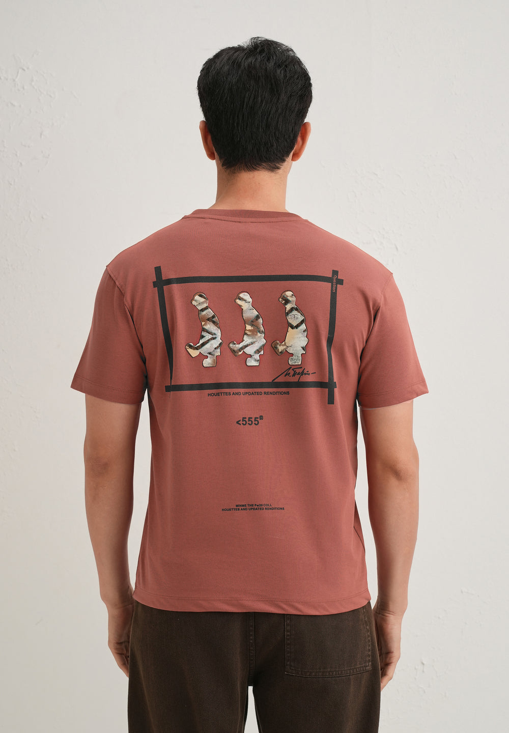 Brick Red Artistic Silhouette Back Print T- Shirt