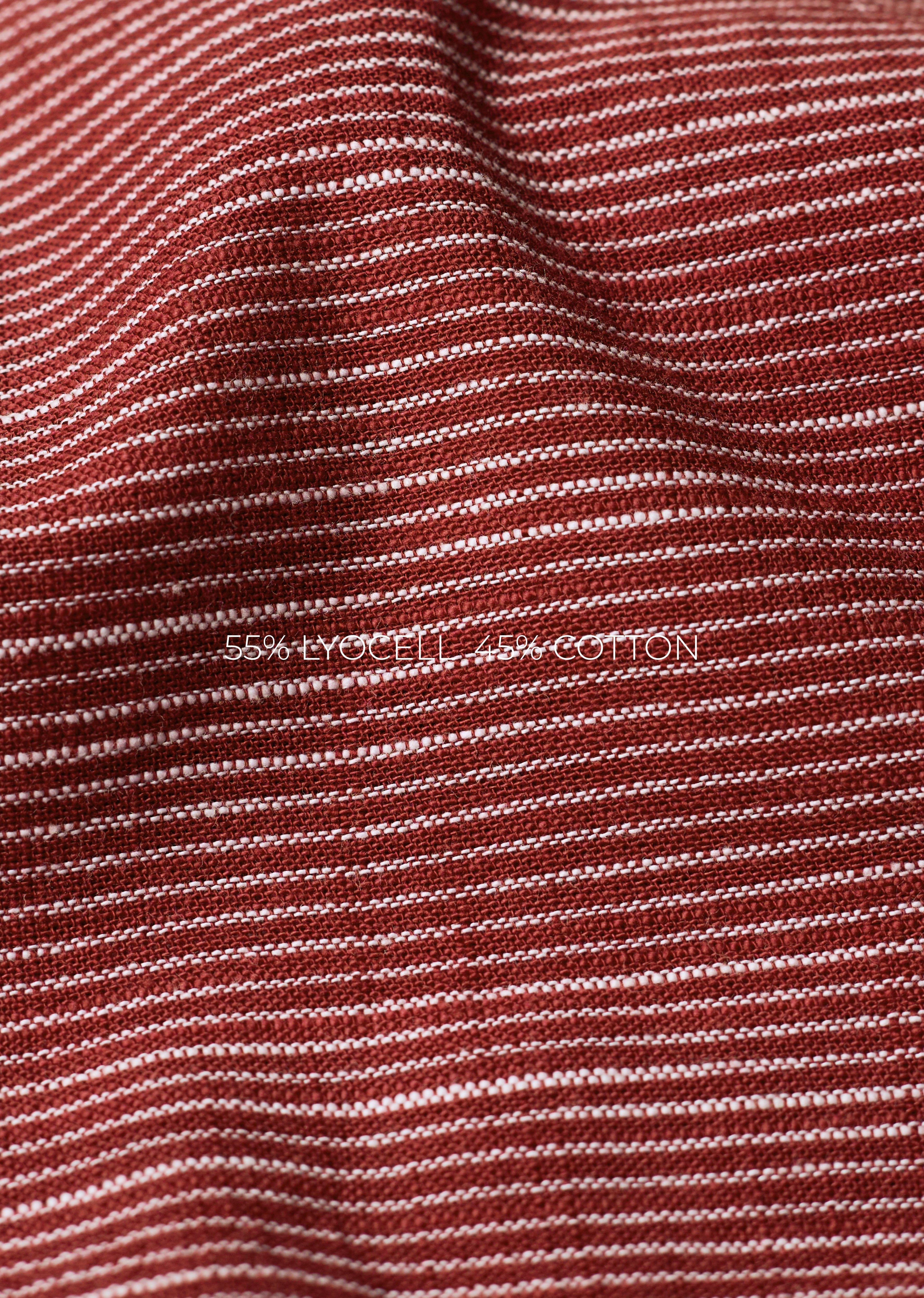 Brick Red Lyocell Cotton Stripe Shirt