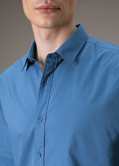 Bright Blue Cotton Shirt