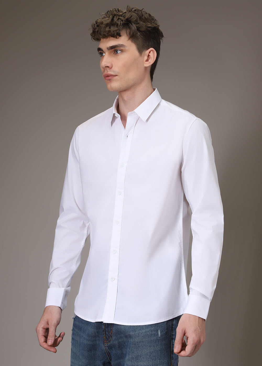 Bright White Cotton Shirt