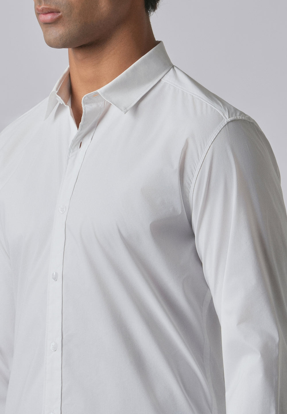 Bright White Plain Cotton Shirt