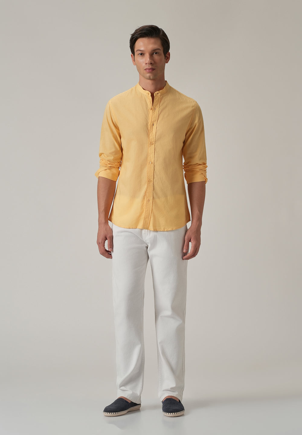 Bright Yellow Plain Cotton Shirt