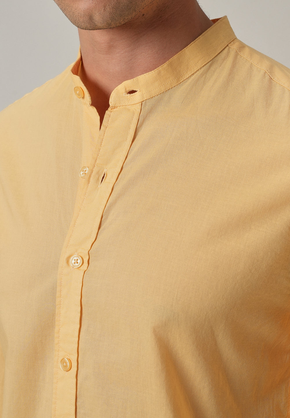 Bright Yellow Plain Cotton Shirt
