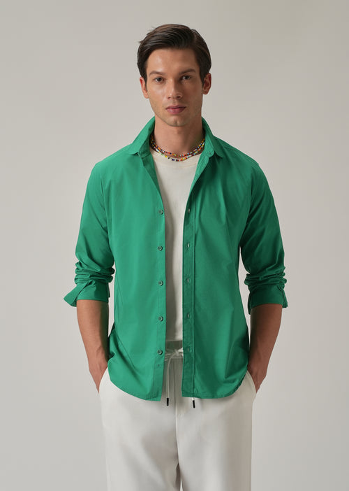 Bright Green Plain Cotton Shirt