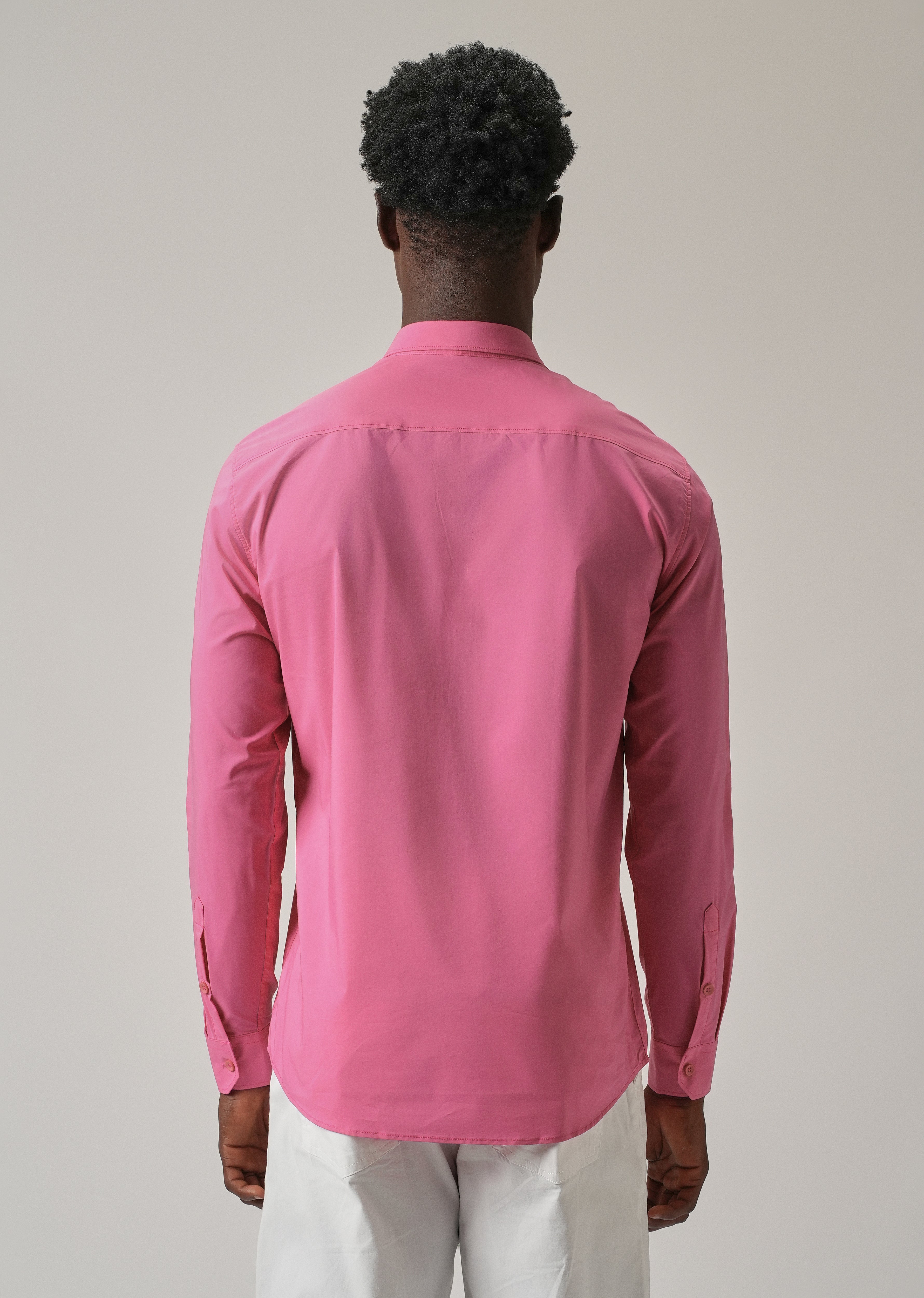 Bright Pink Plain Cotton Shirt