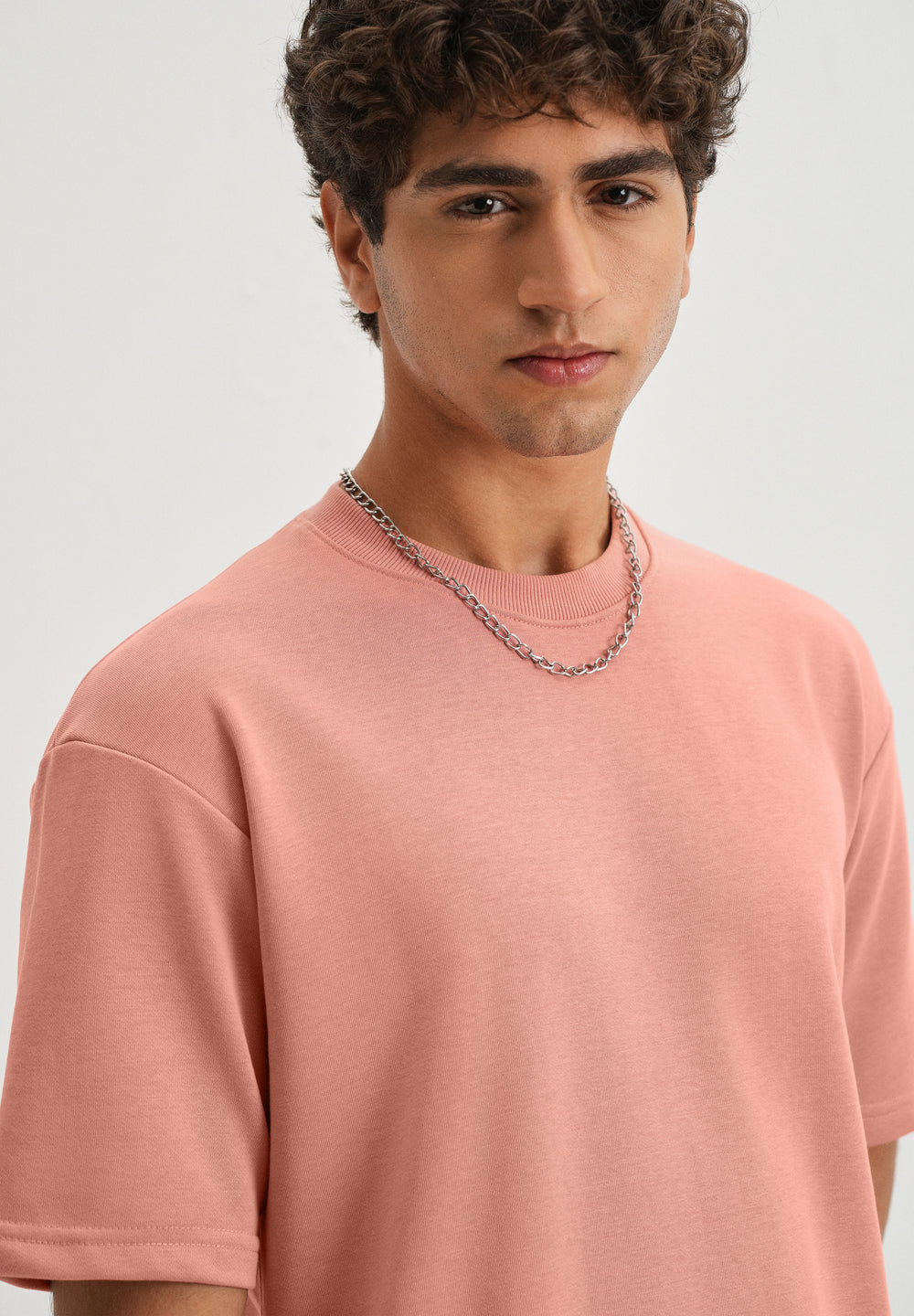 Brio Pink Plain Oversized Basic T-shirt