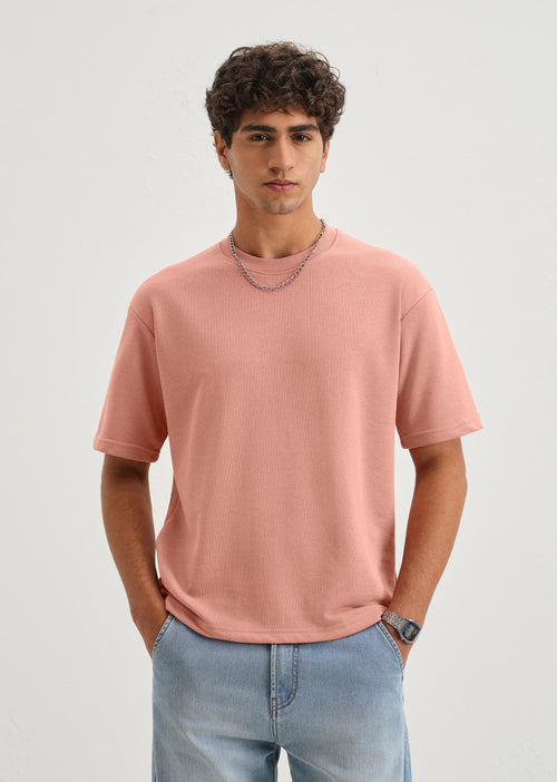 Brio Pink Plain Oversized Basic T-shirt