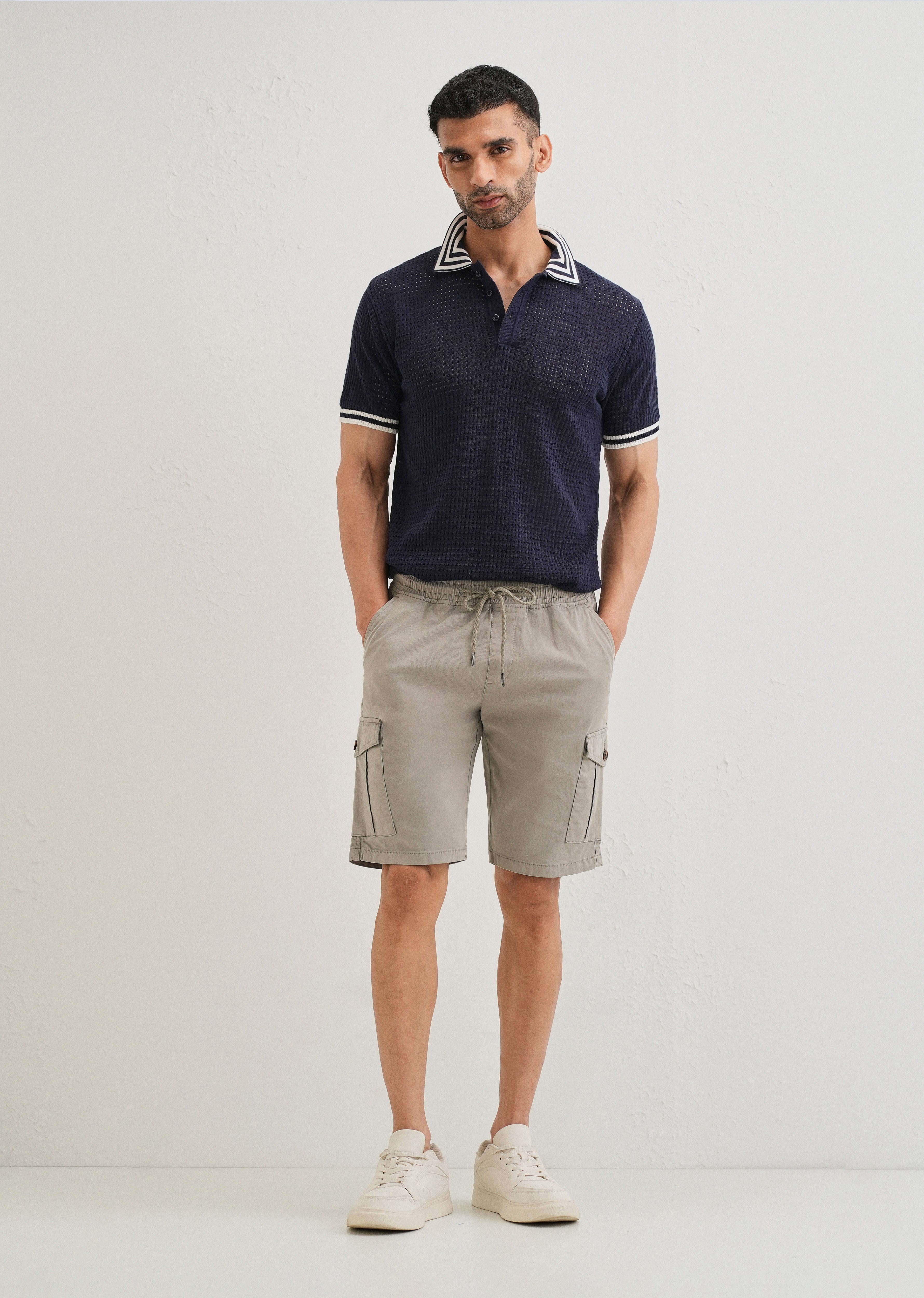 Brocky Grey Cotton Cargo Shorts