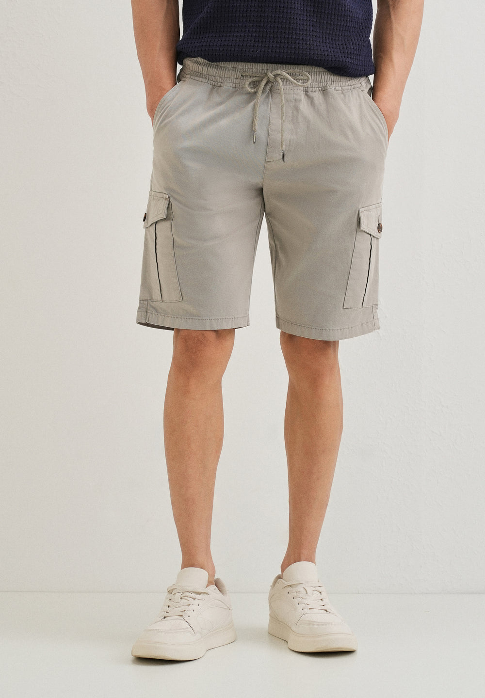 Brocky Grey Cotton Cargo Shorts