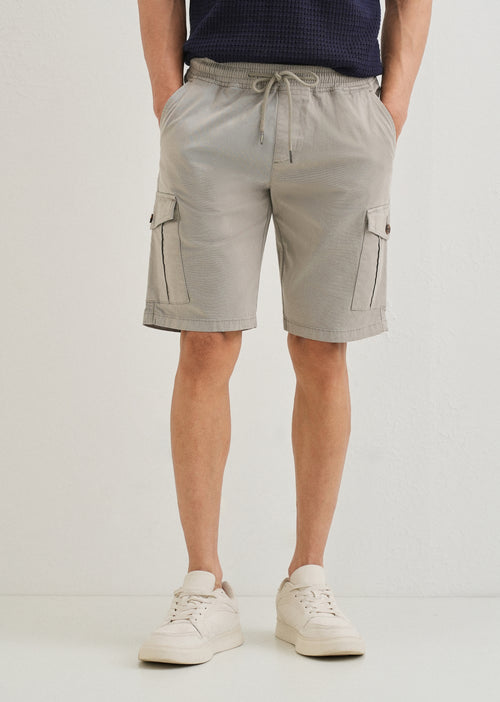 Brocky Grey Cotton Cargo Shorts