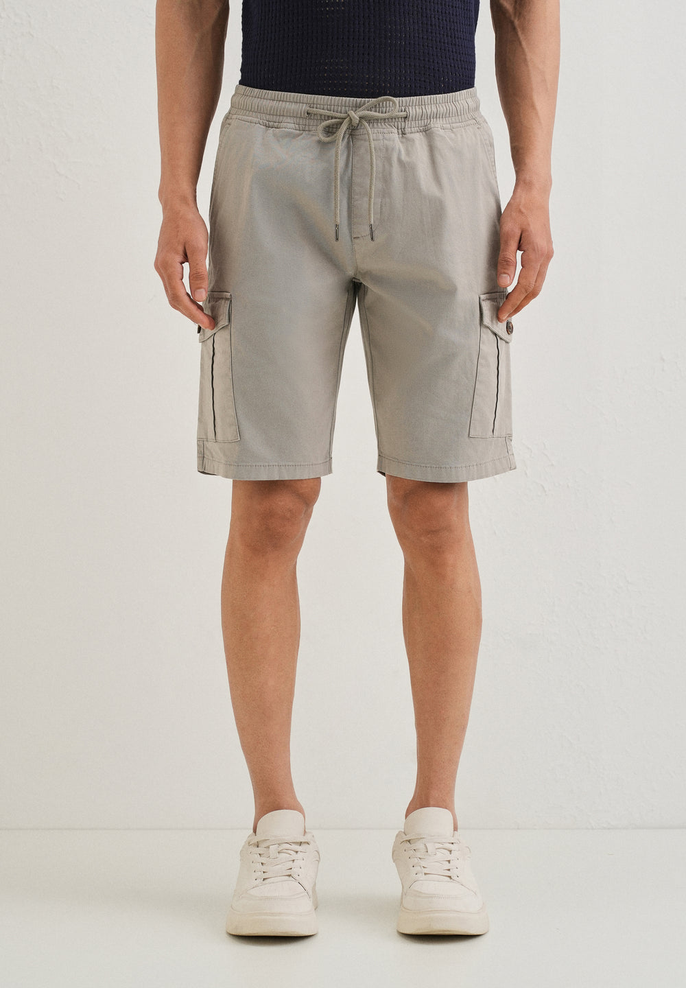 Brocky Grey Cotton Cargo Shorts