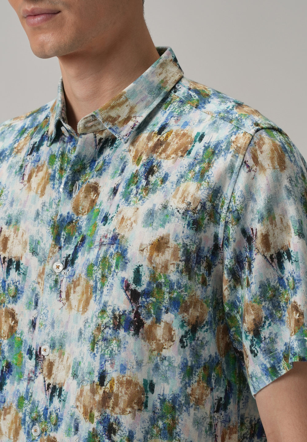 Brown Abstract Patch Half Sleeve shirt