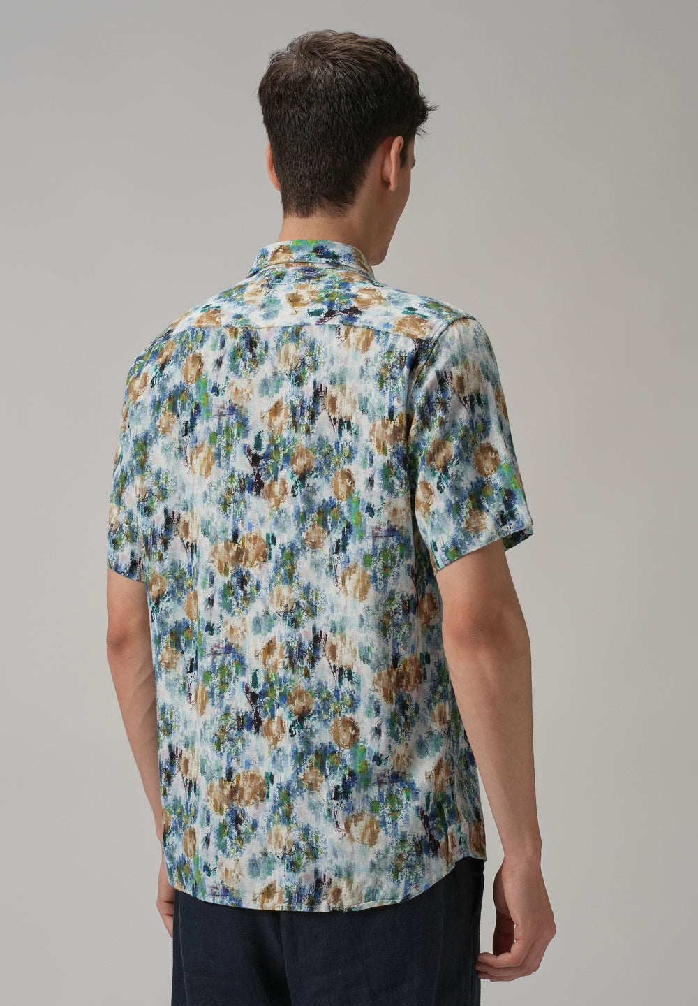 Brown Abstract Patch Half Sleeve shirt