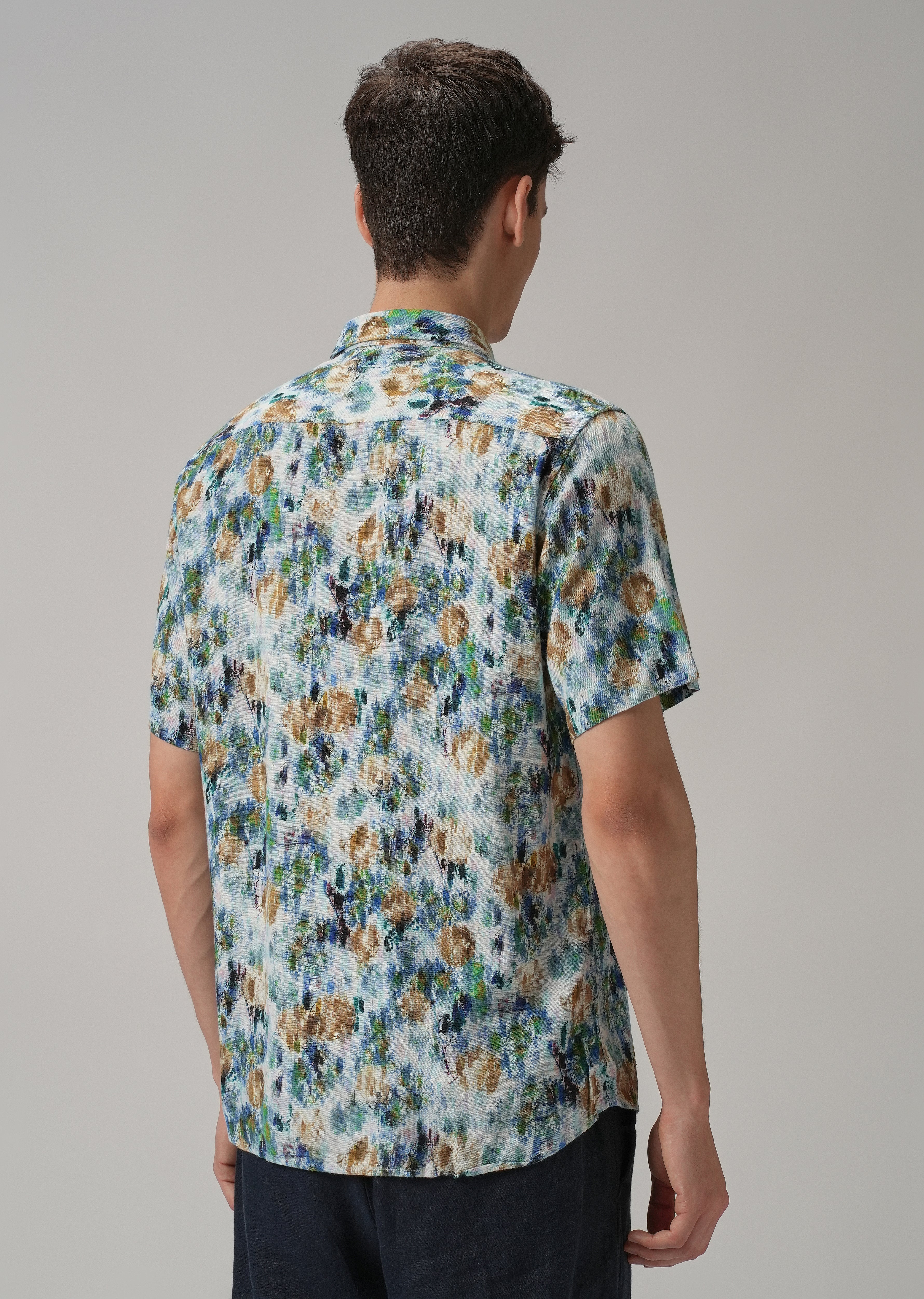 Brown Abstract Patch Half Sleeve shirt