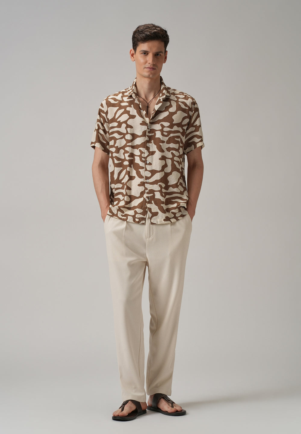 Brown Abstract Printed Shirt