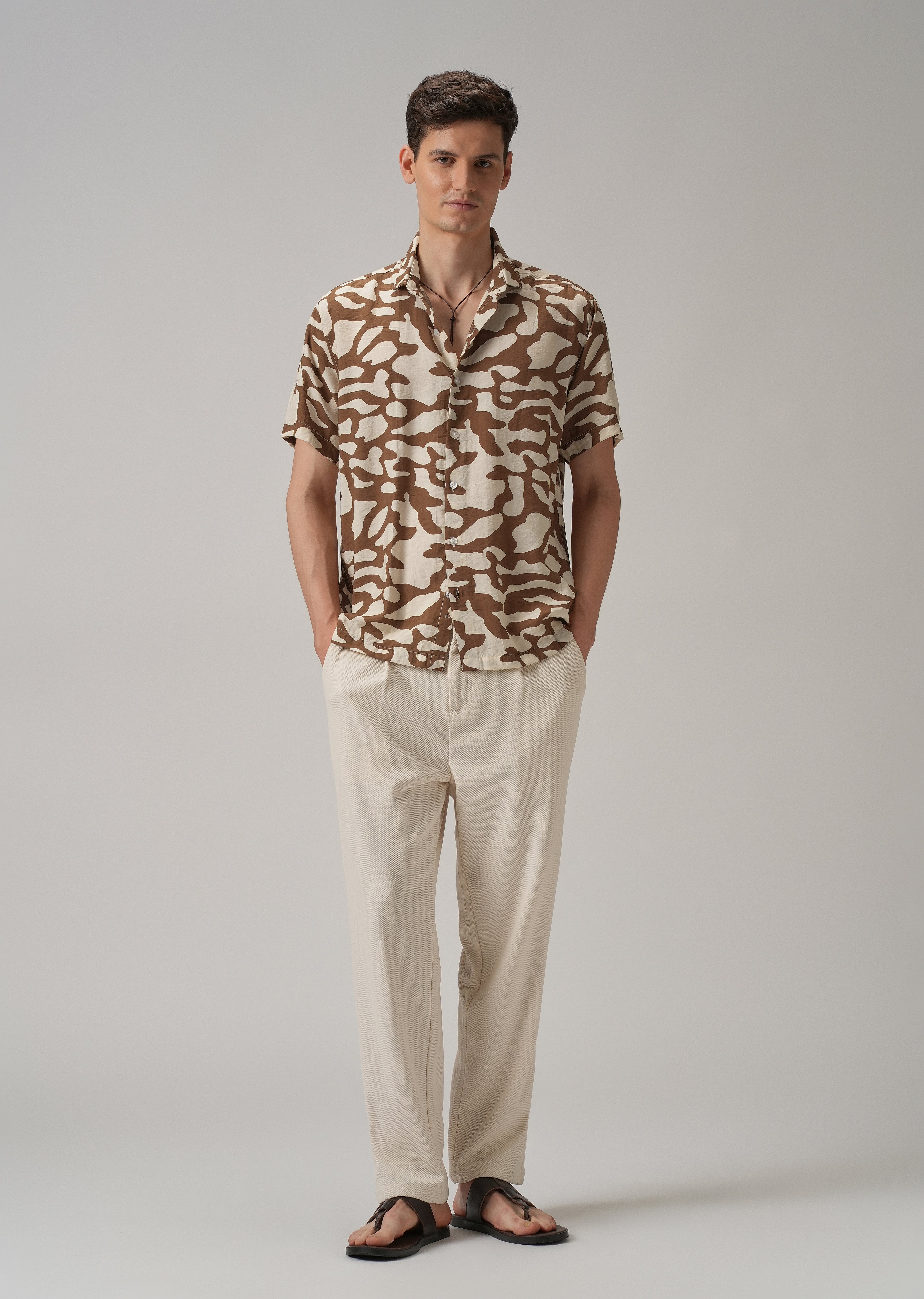 Brown Abstract Printed Shirt