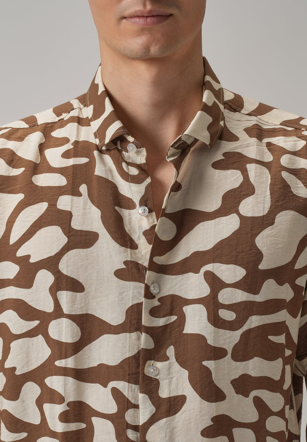 Brown Abstract Printed Shirt