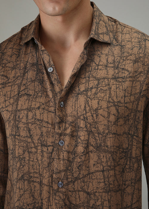 Brown Abstract Printed Shirt