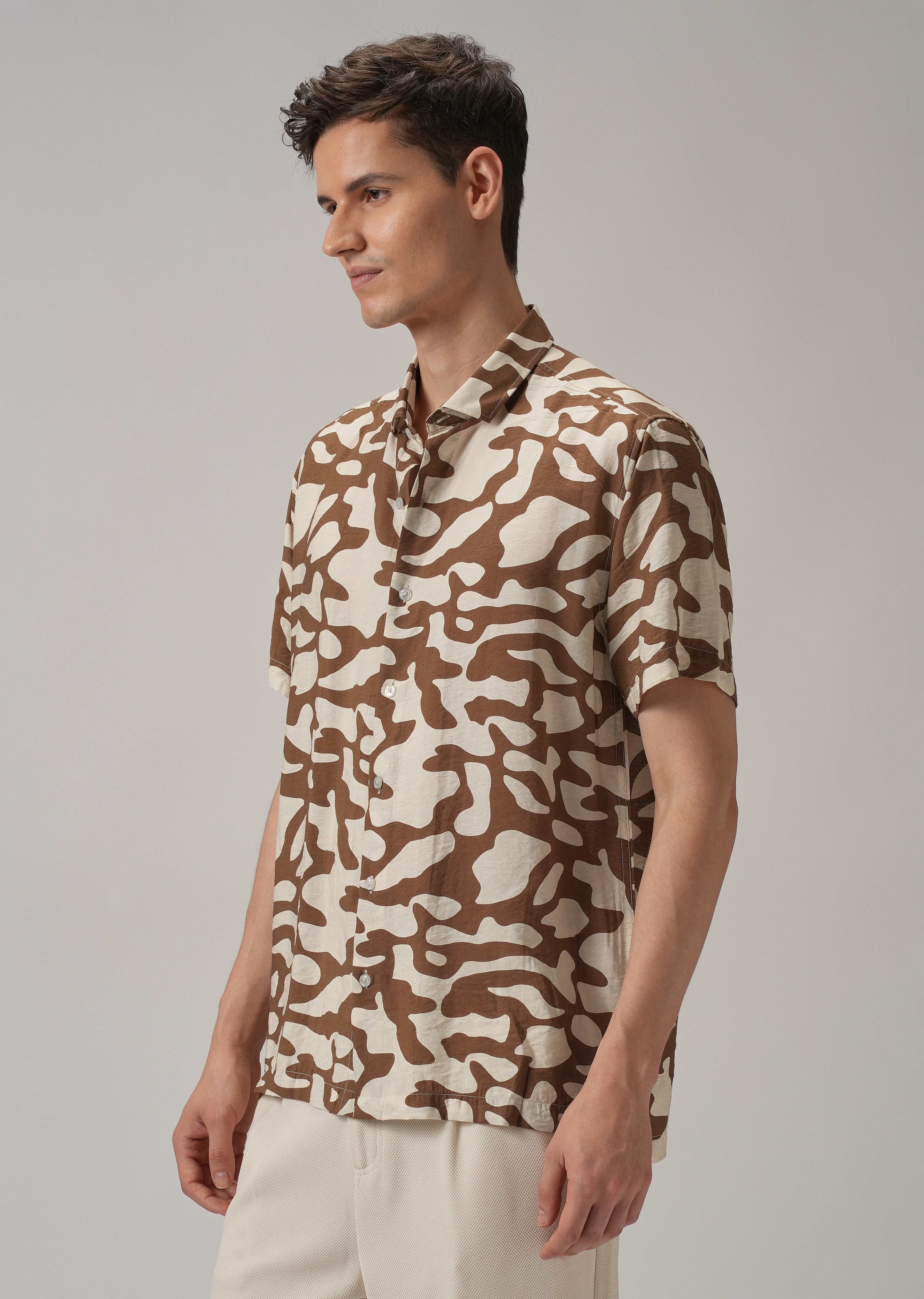 Brown Abstract Printed Shirt