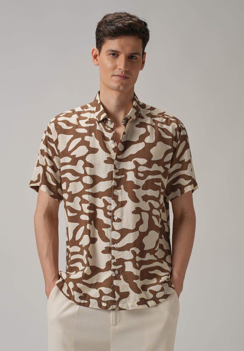 Brown Abstract Printed Shirt