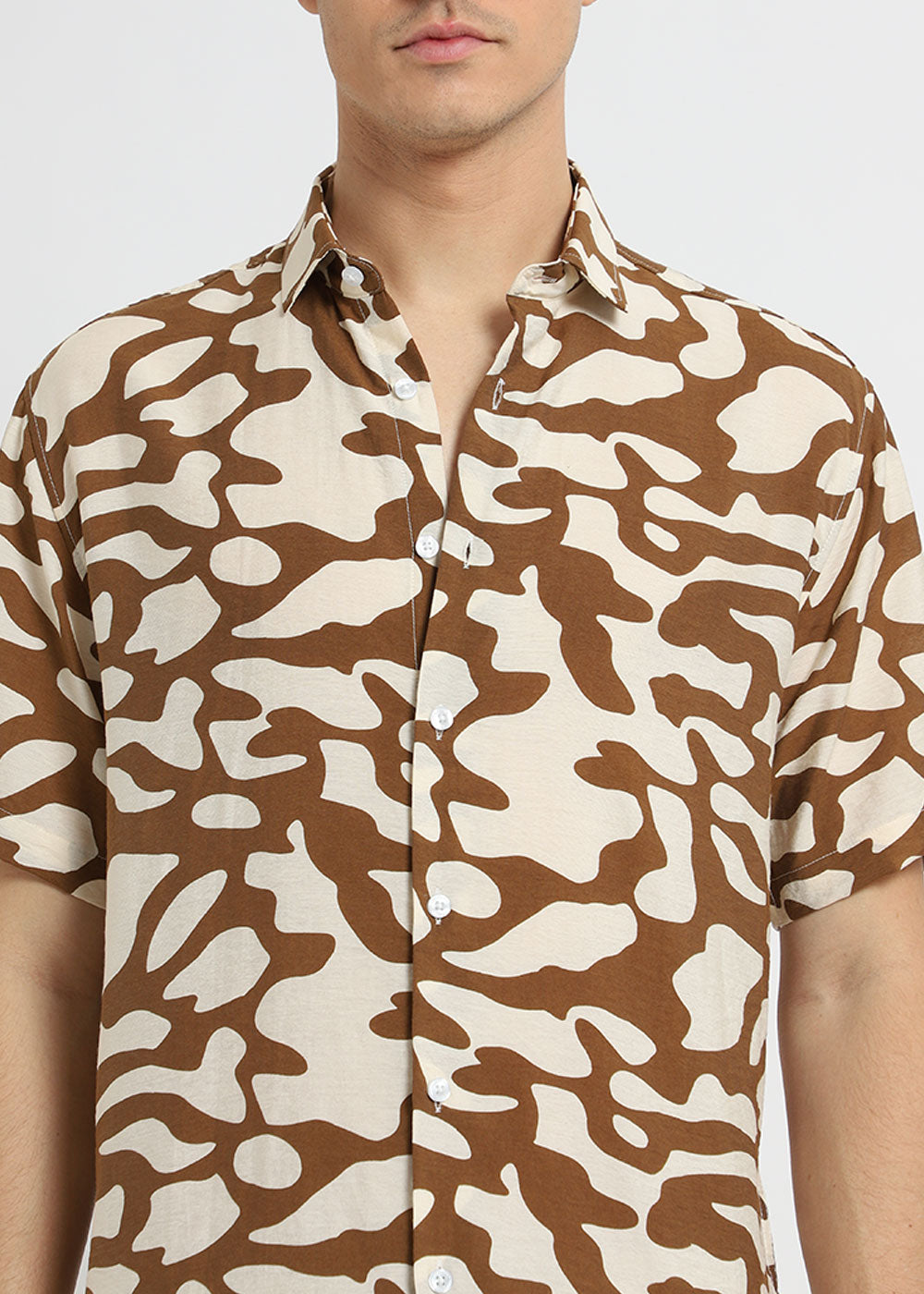 Brown Abstract Printed Shirt