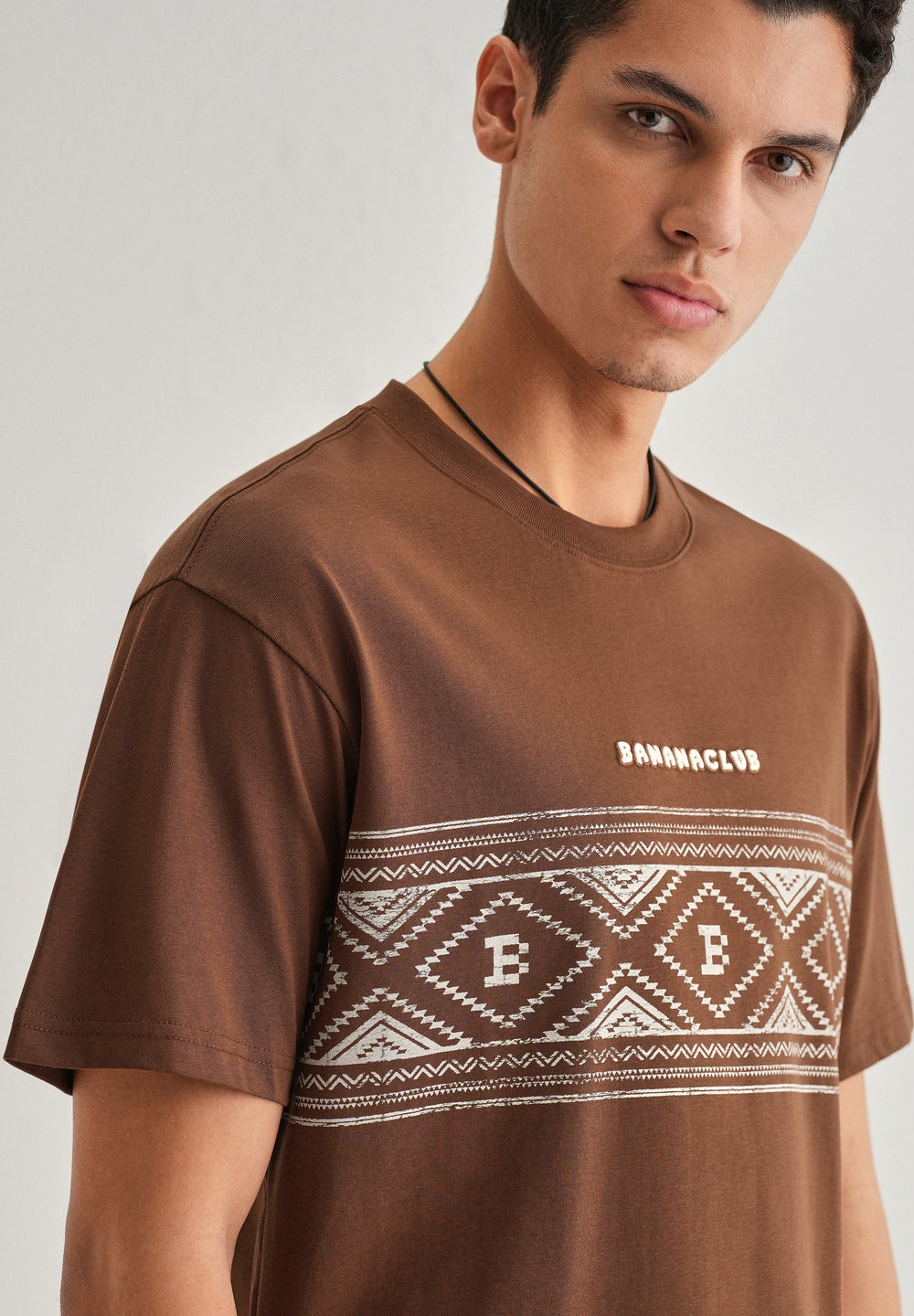 Brown Aztec Printed Oversized T-shirt
