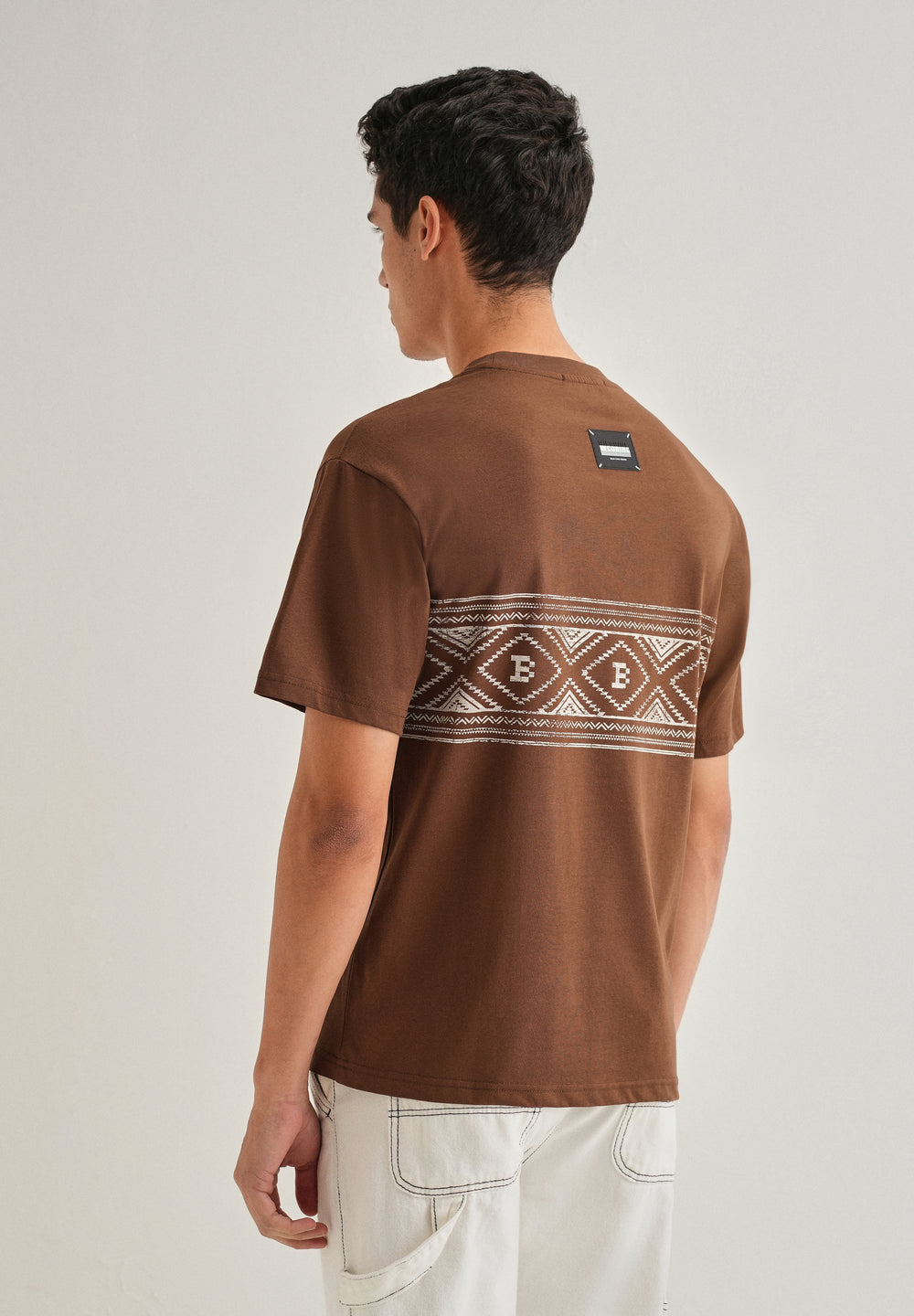 Brown Aztec Printed Oversized T-shirt