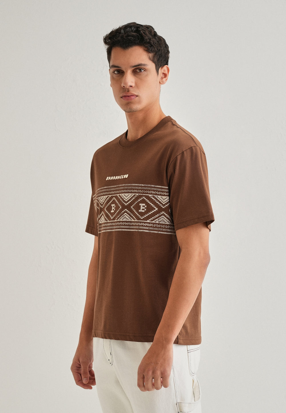 Brown Aztec Printed Oversized T-shirt