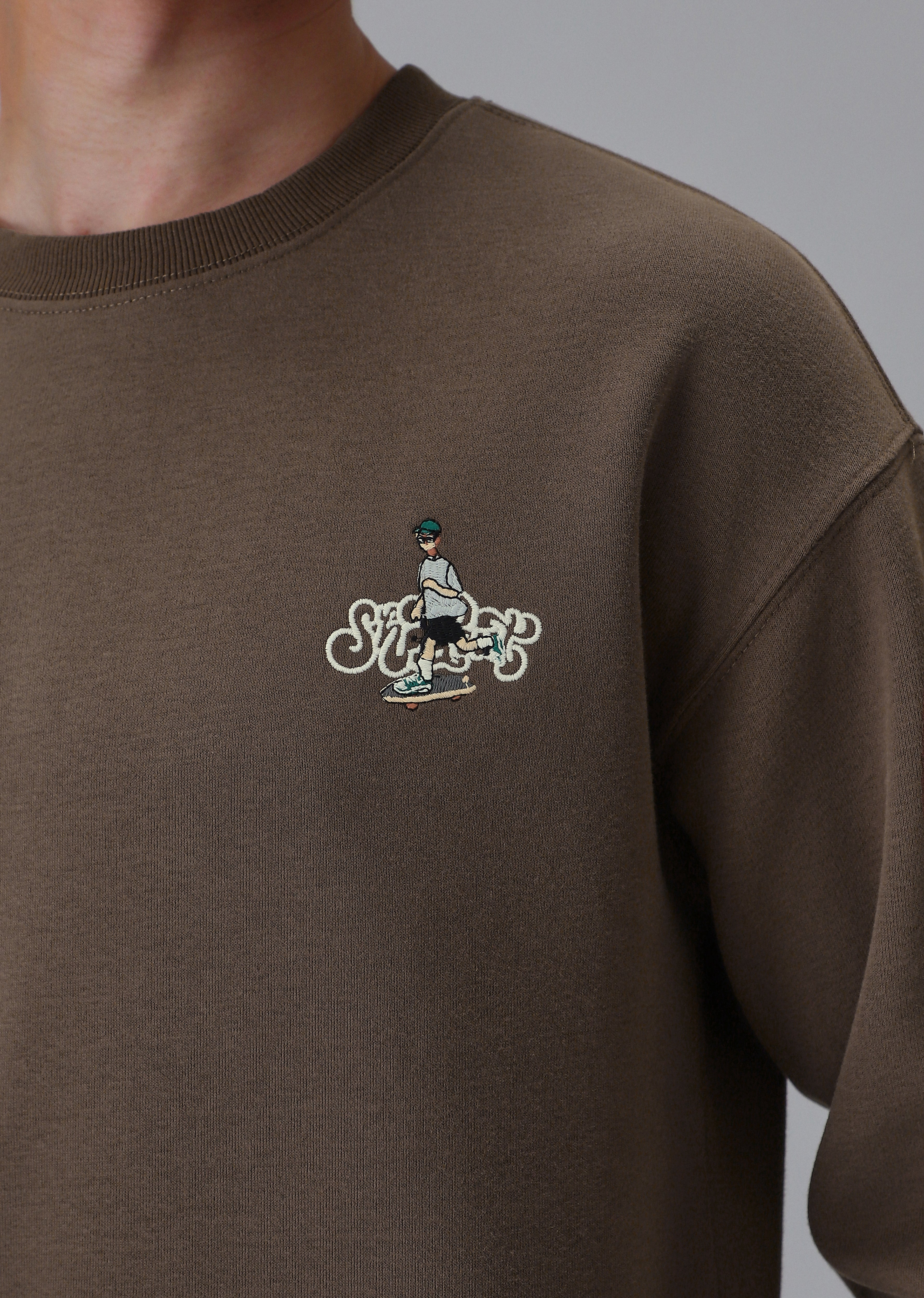 Brown Back Emboss Sweatshirt