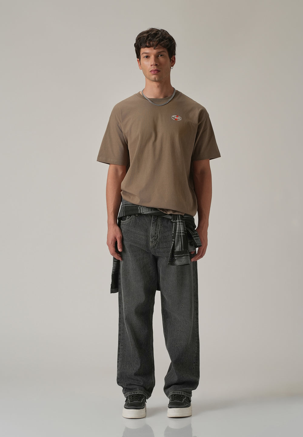 Brown Back Print Oversized T-shirt