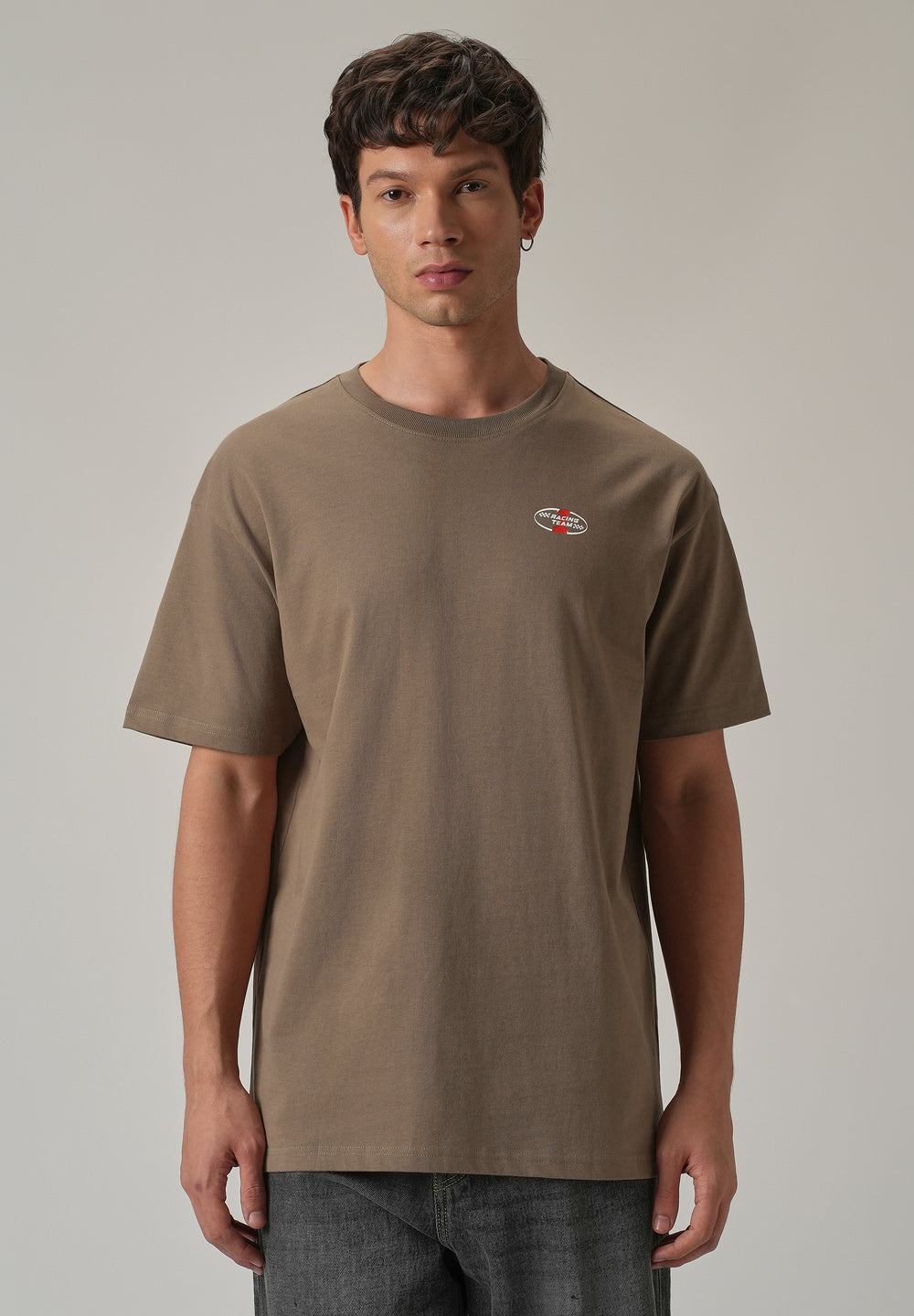 Brown Back Print Oversized T-shirt