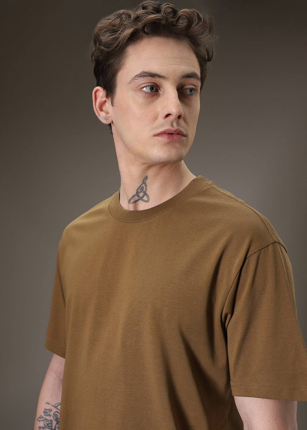 Brown Basic Oversized T-shirt