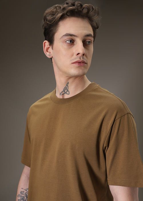 Brown Basic Oversized T-shirt