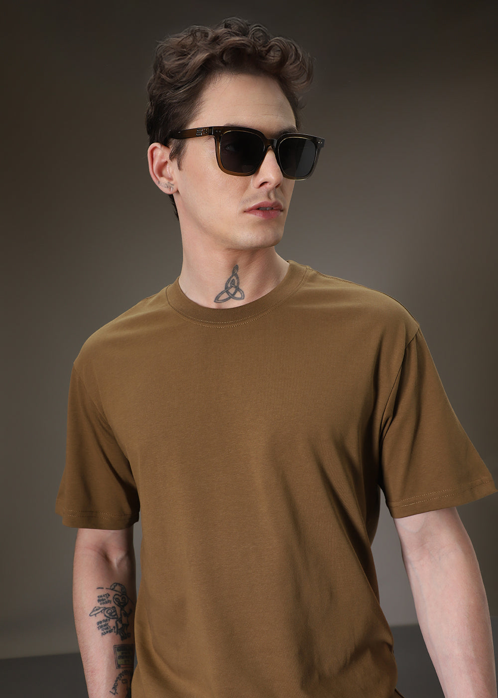 Brown Basic Oversized T-shirt