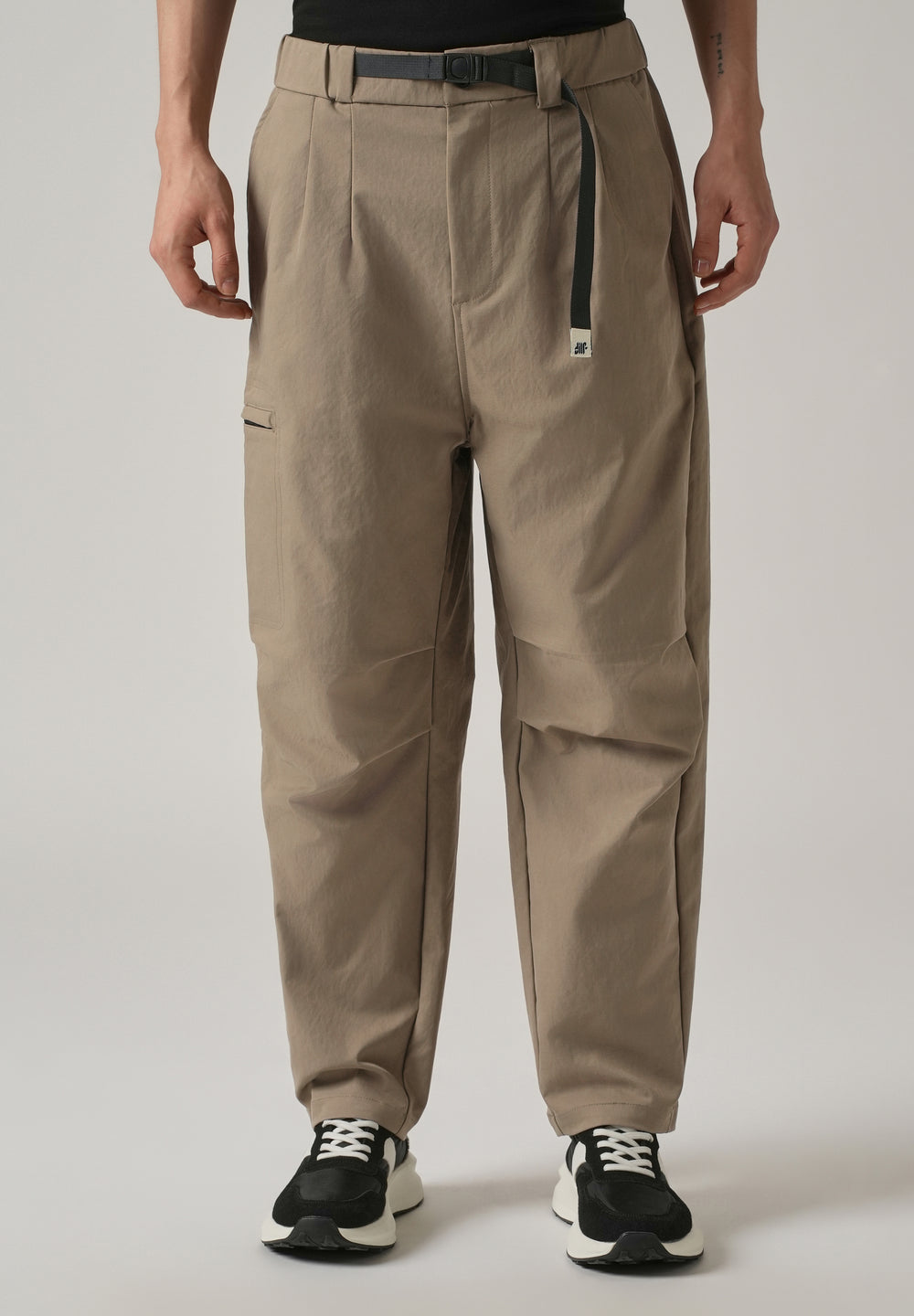 Brown Twill Belt Relaxed Fit Pant