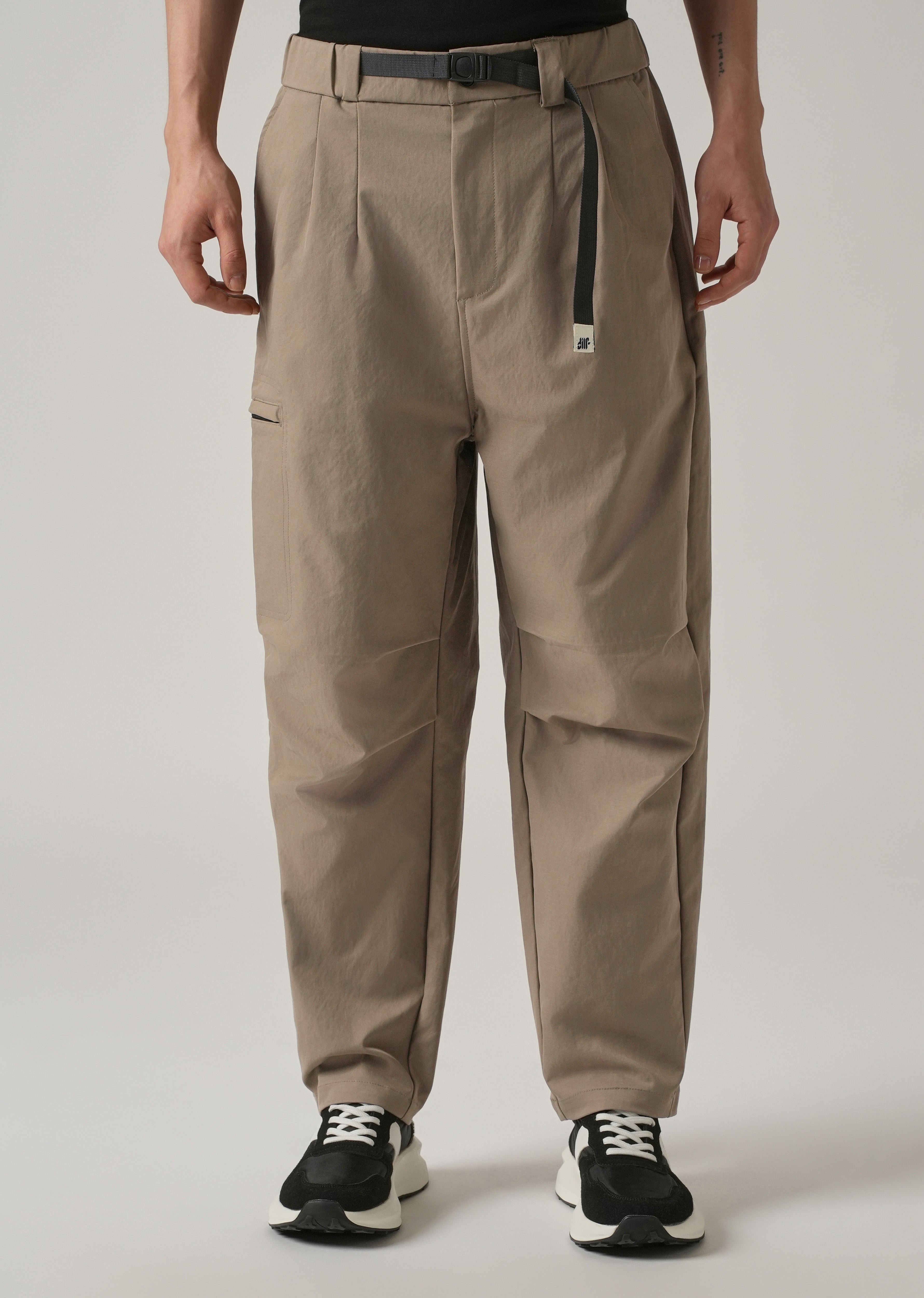 Brown Twill Belt Relaxed Fit Pant