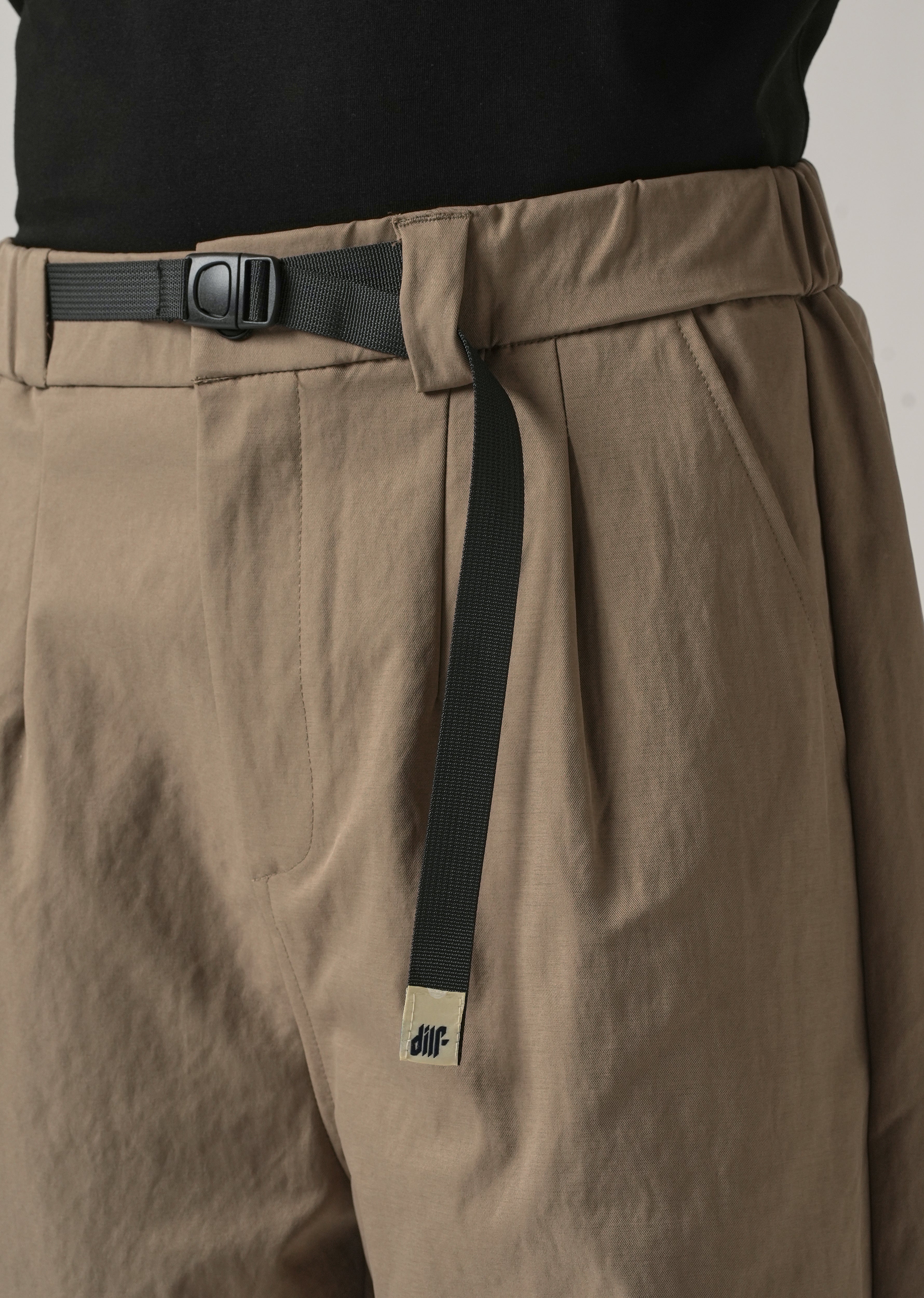 Brown Twill Belt Relaxed Fit Pant