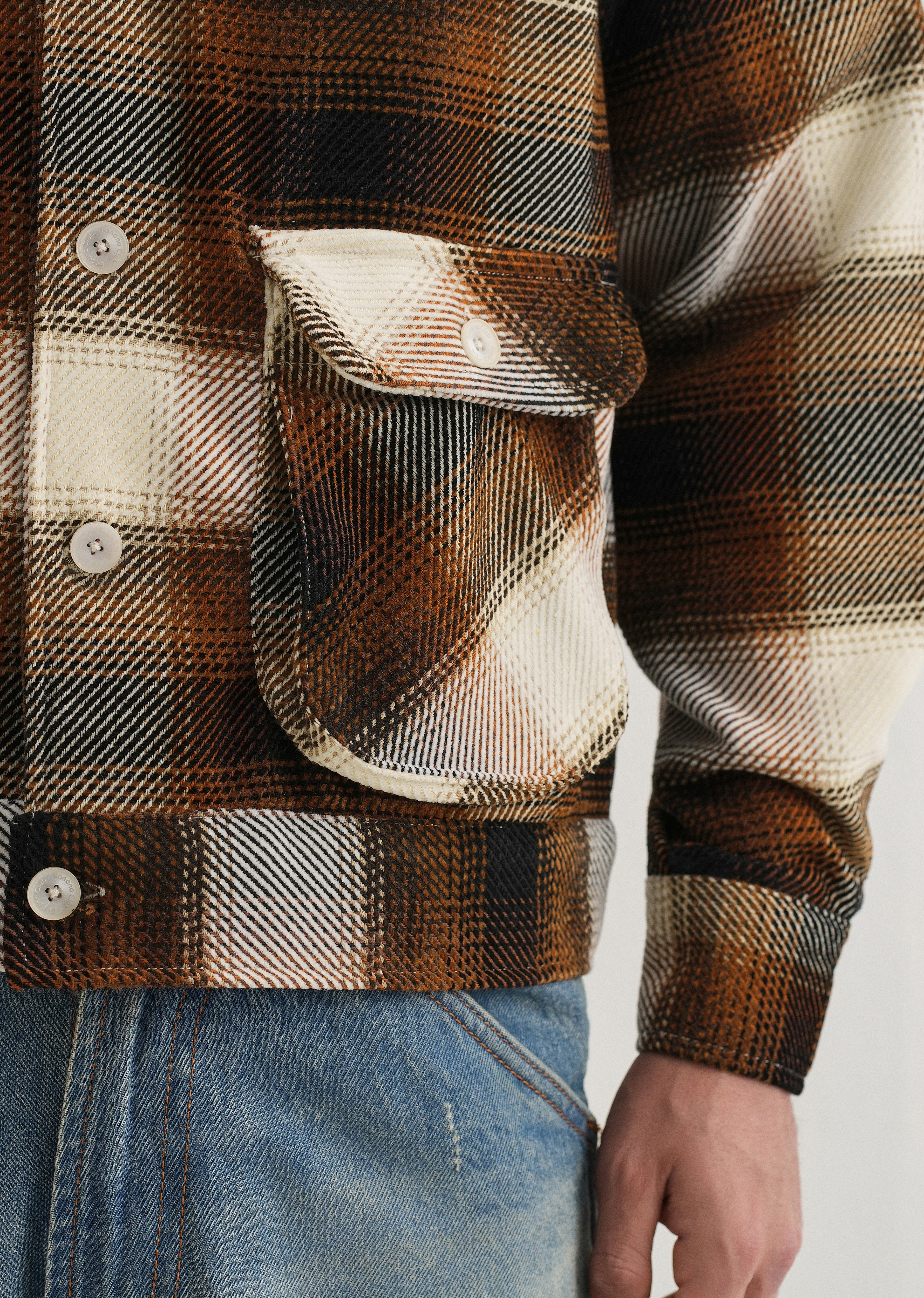 Brown Brushed Check Utility Shacket