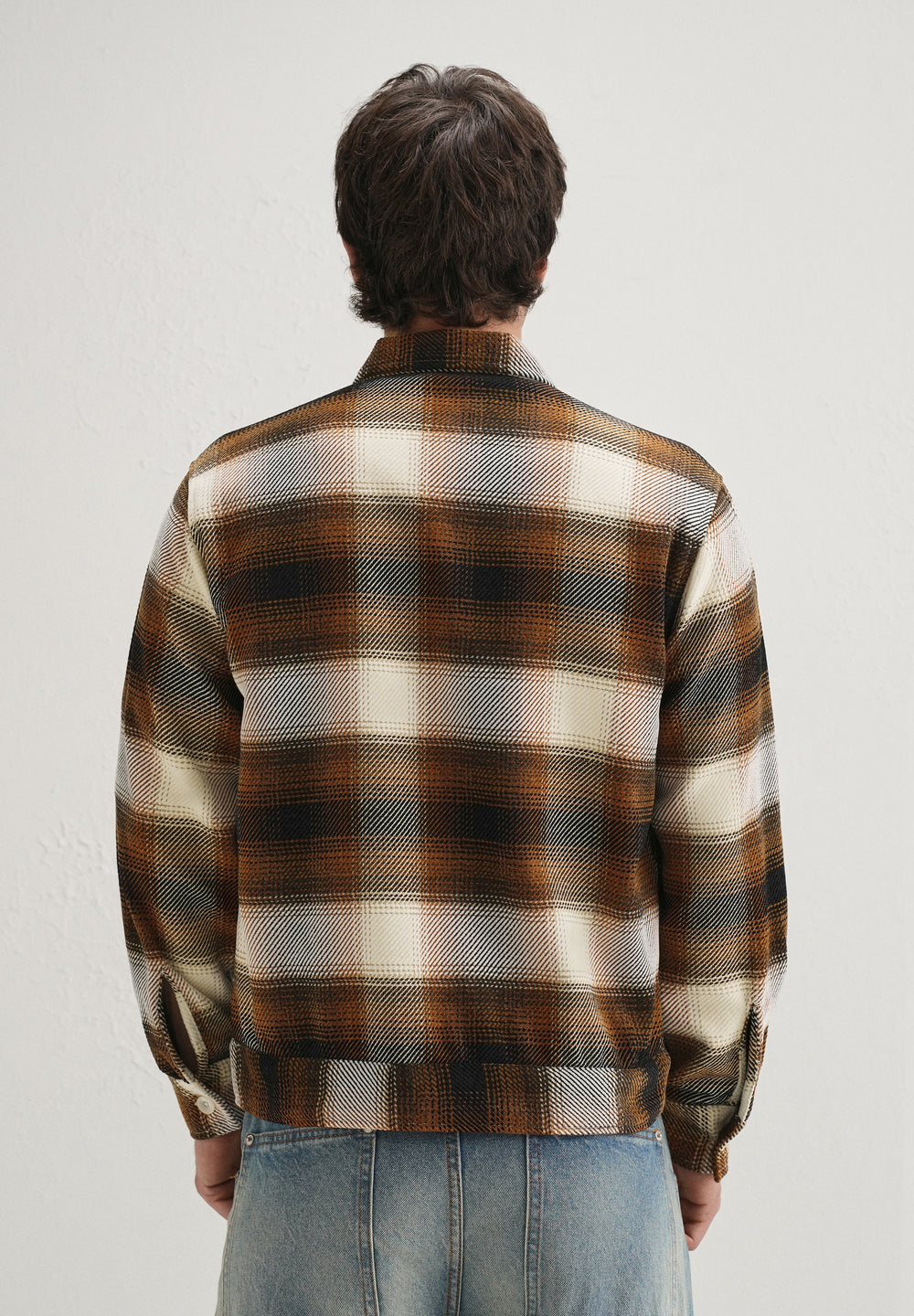Brown Brushed Check Utility Shacket