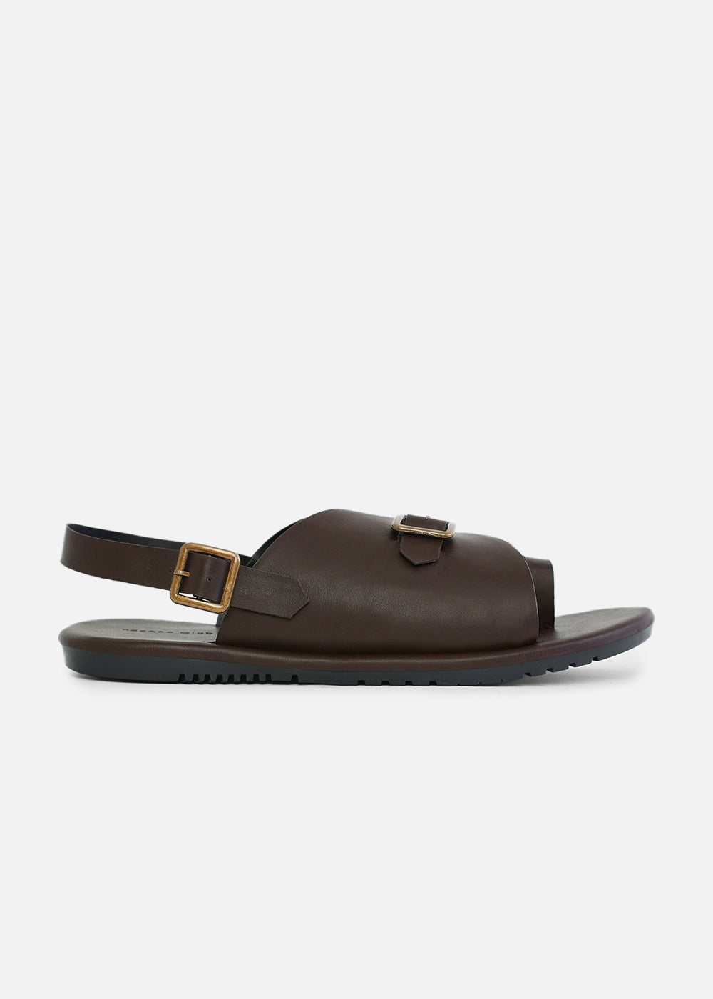 Brown Buckle Detail Cross Strap Sandals