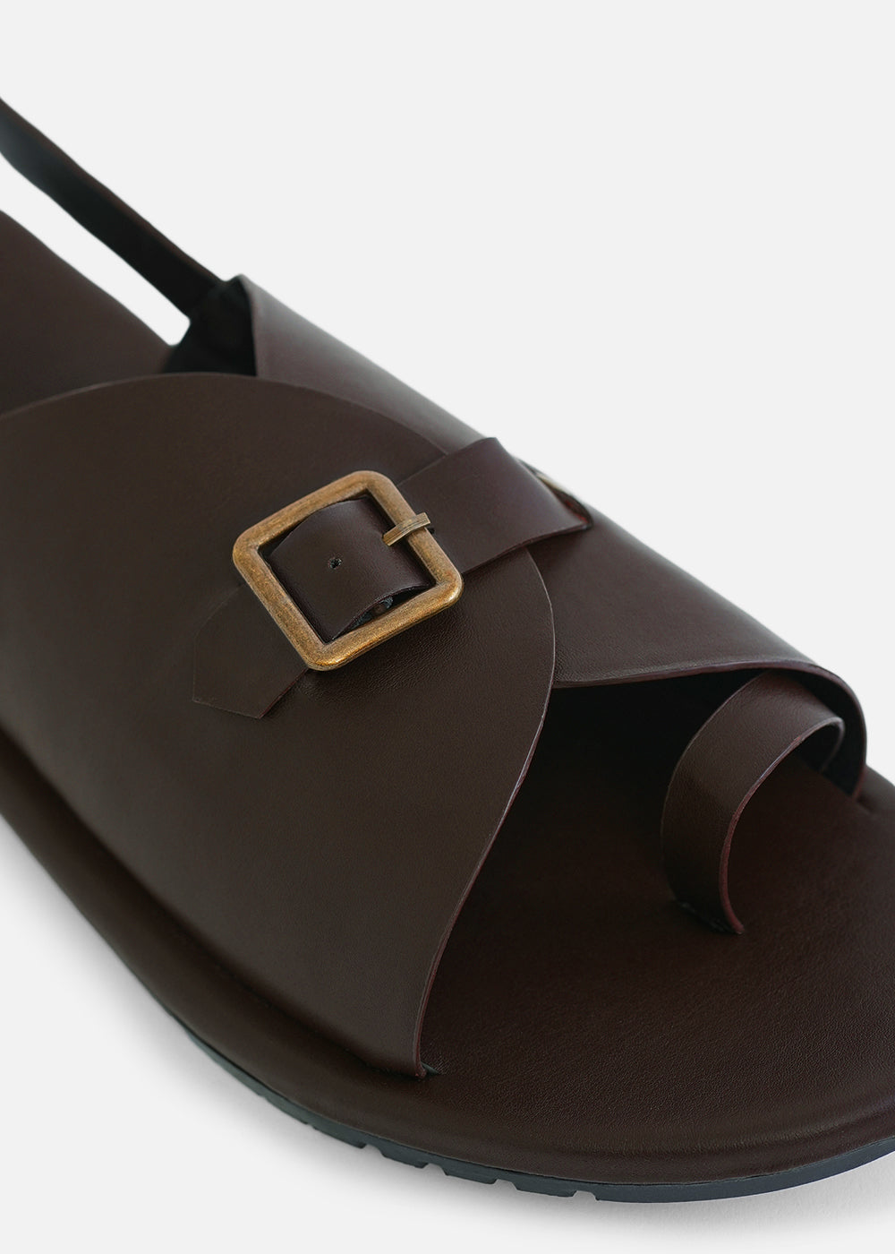 Brown Buckle Detail Cross Strap Sandals