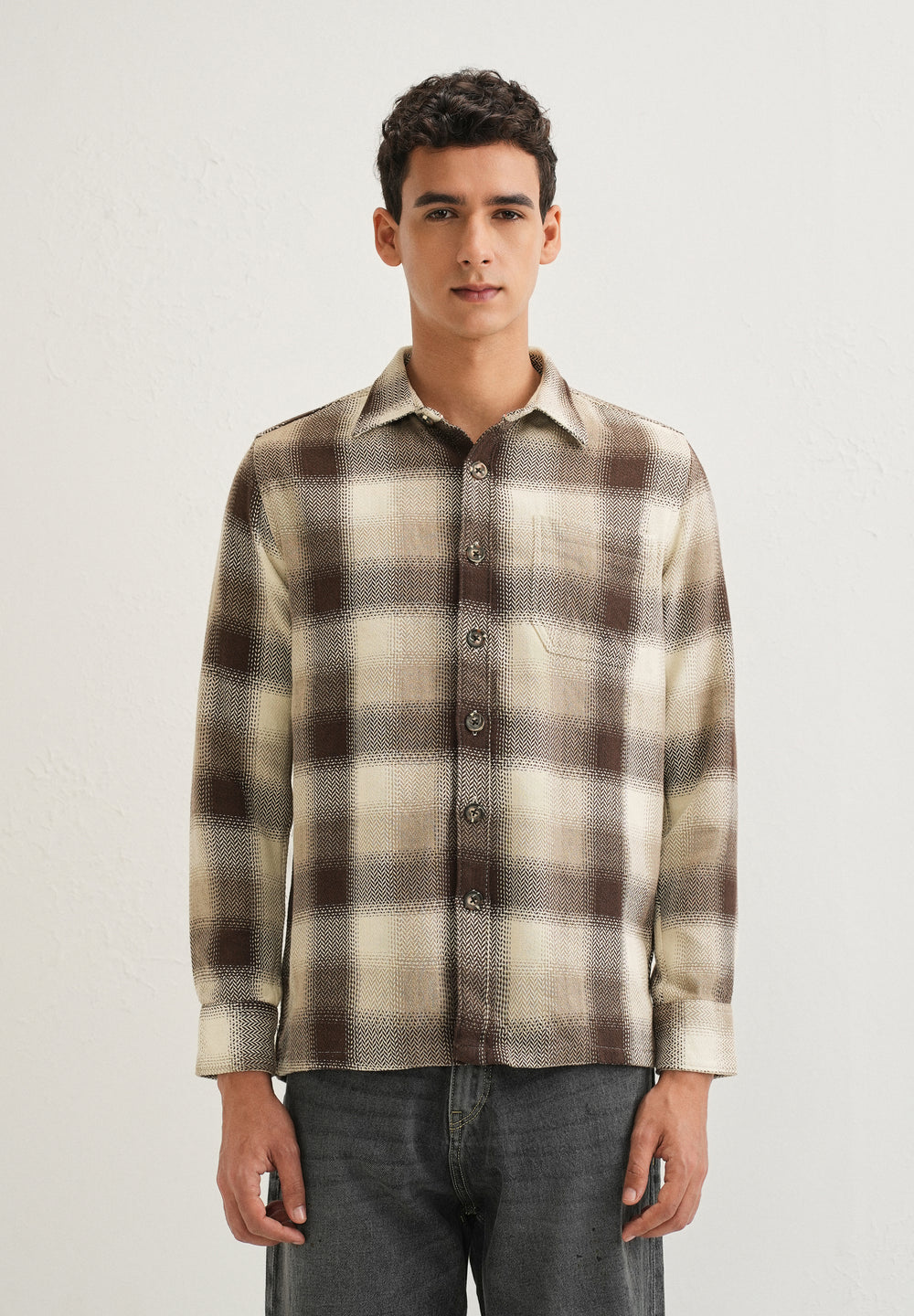 Brown Checked Overshirt