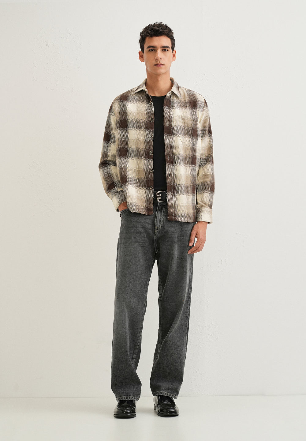 Brown Checked Overshirt