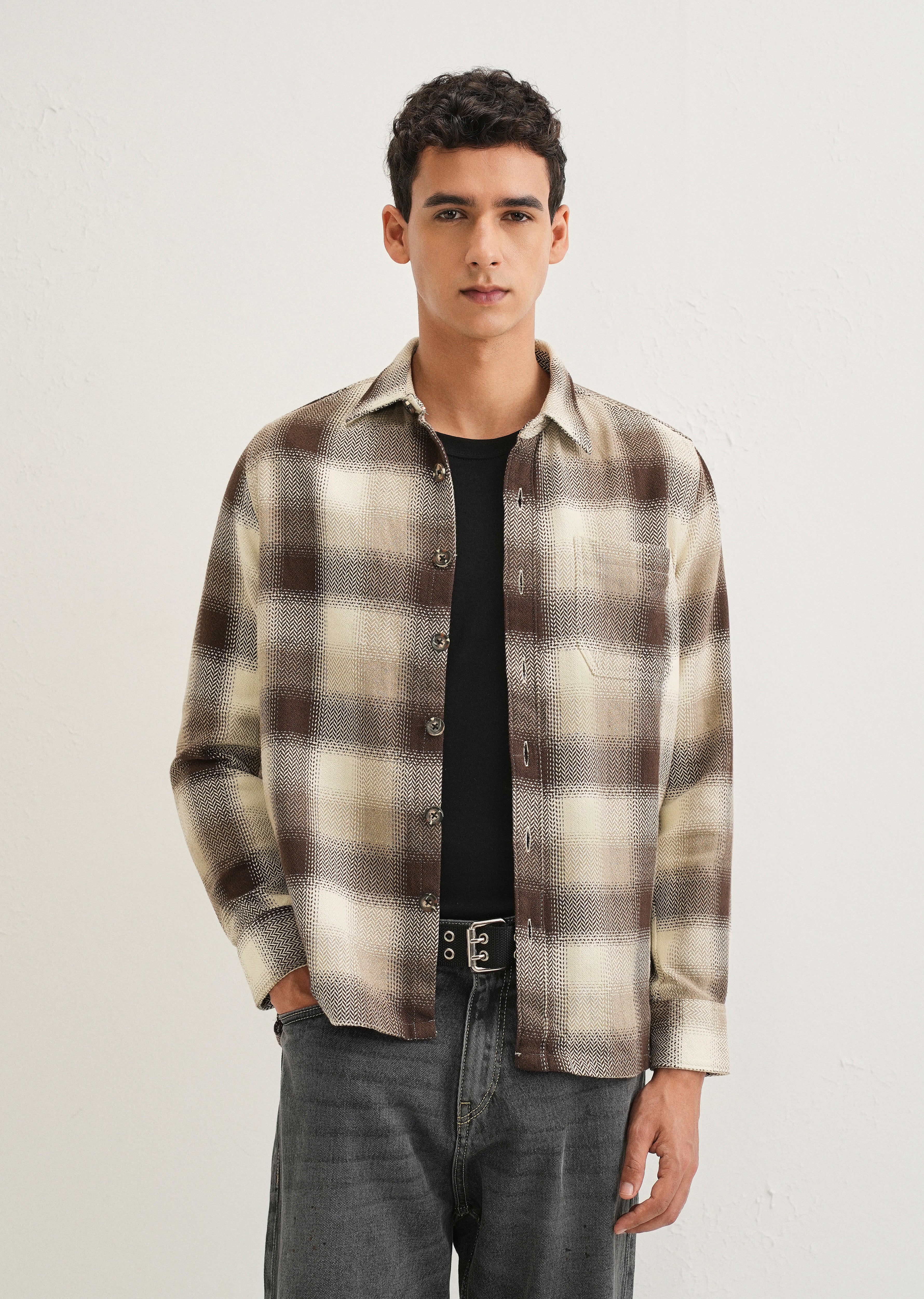 Brown Checked Overshirt