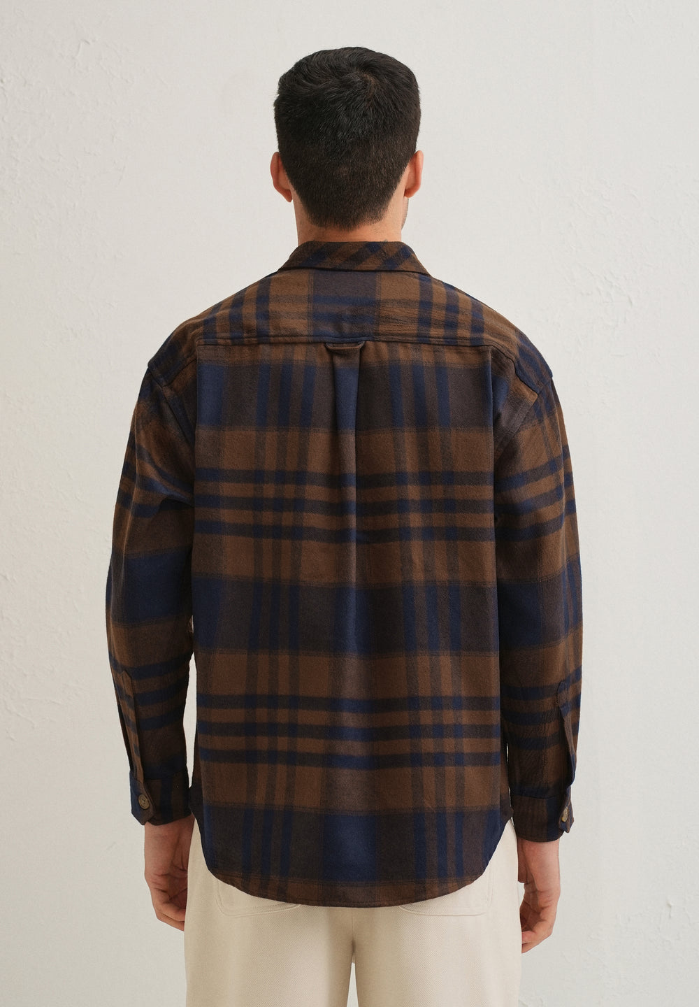 Brown Checked Relaxed Fit Shacket