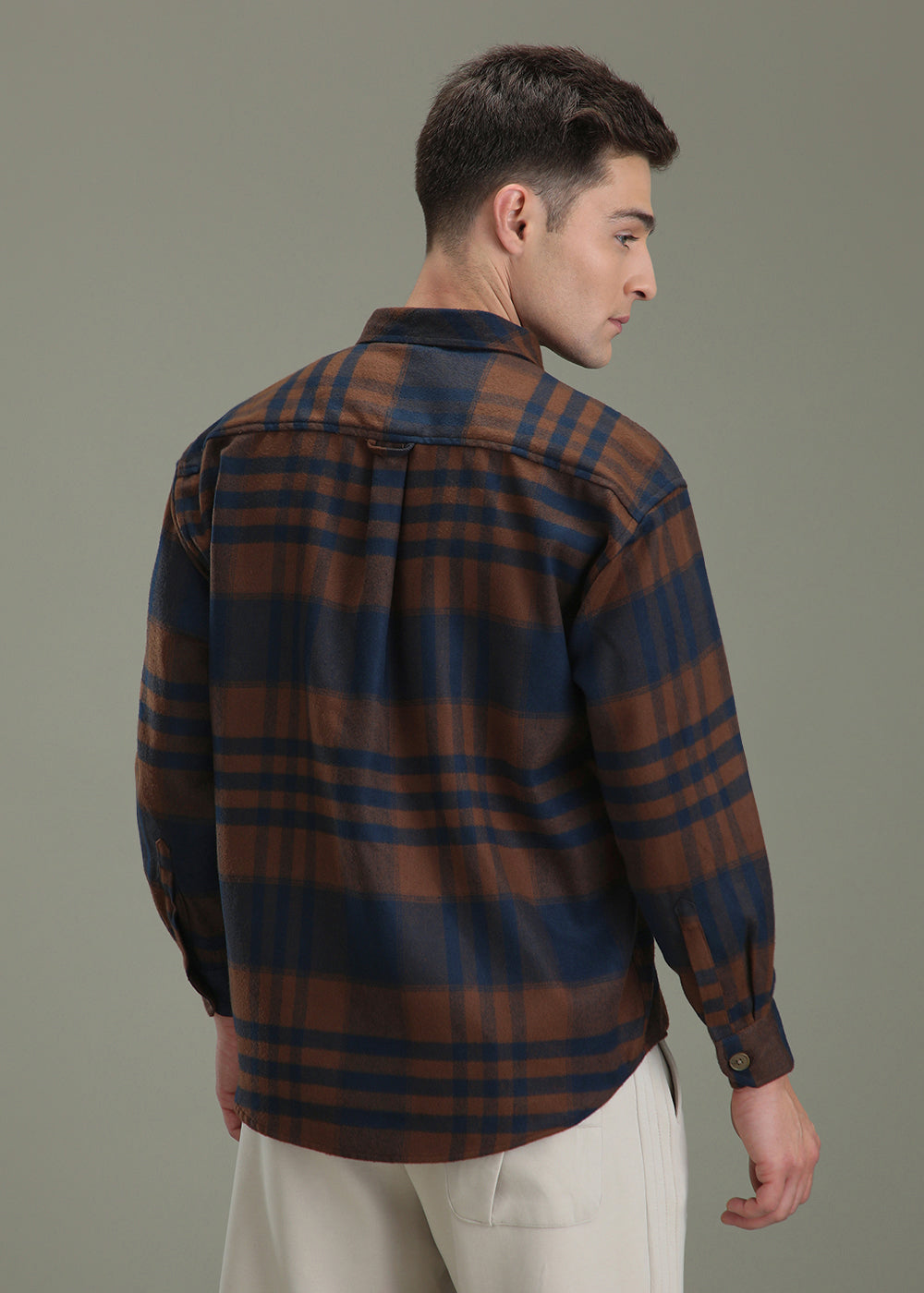 Brown Checked Relaxed Fit Shacket