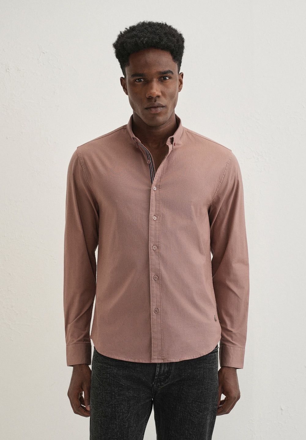 Brown Contrast Placket Shirt